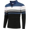 imageCOOFANDY Mens Quarter Zip Pullover Slim Fit Lightweight Knit Pullover Sweaters Casual Polo SweaterStripeblueblackwhite