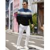 imageCOOFANDY Mens Quarter Zip Pullover Slim Fit Lightweight Knit Pullover Sweaters Casual Polo SweaterStripeblueblackwhite