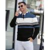 imageCOOFANDY Mens Quarter Zip Pullover Slim Fit Lightweight Knit Pullover Sweaters Casual Polo SweaterStripeblueblackwhite