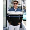 imageCOOFANDY Mens Quarter Zip Pullover Slim Fit Lightweight Knit Pullover Sweaters Casual Polo SweaterStripeblueblackwhite