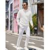 imageCOOFANDY Mens Quarter Zip Pullover Slim Fit Lightweight Knit Pullover Sweaters Casual Polo SweaterWhite