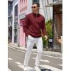imageCOOFANDY Mens Quarter Zip Pullover Slim Fit Lightweight Knit Pullover Sweaters Casual Polo SweaterWine Red