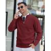 imageCOOFANDY Mens Quarter Zip Pullover Slim Fit Lightweight Knit Pullover Sweaters Casual Polo SweaterWine Red