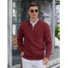 imageCOOFANDY Mens Quarter Zip Pullover Slim Fit Lightweight Knit Pullover Sweaters Casual Polo SweaterWine Red