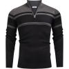 imageCOOFANDY Mens Quarter Zip Up Sweaters Slim Fit Lightweight Mock Neck Pullover Casual Polo SweatersBlack  Dark Heather Grey