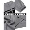 imageCOOFANDY Mens Quarter Zip Up Sweaters Slim Fit Lightweight Mock Neck Pullover Casual Polo SweatersBlack  Heather Grey