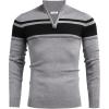 imageCOOFANDY Mens Quarter Zip Up Sweaters Slim Fit Lightweight Mock Neck Pullover Casual Polo SweatersBlack  Heather Grey