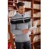 imageCOOFANDY Mens Quarter Zip Up Sweaters Slim Fit Lightweight Mock Neck Pullover Casual Polo SweatersBlack  Heather Grey