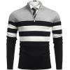 imageCOOFANDY Mens Quarter Zip Up Sweaters Slim Fit Lightweight Mock Neck Pullover Casual Polo SweatersBlack  White  Grey Stripe
