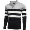 imageCOOFANDY Mens Quarter Zip Up Sweaters Slim Fit Lightweight Mock Neck Pullover Casual Polo SweatersBlack  White  Grey Stripe