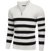 imageCOOFANDY Mens Quarter Zip Up Sweaters Slim Fit Lightweight Mock Neck Pullover Casual Polo SweatersBlack  White Stripe
