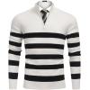 imageCOOFANDY Mens Quarter Zip Up Sweaters Slim Fit Lightweight Mock Neck Pullover Casual Polo SweatersBlack  White Stripe