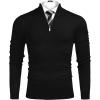 imageCOOFANDY Mens Quarter Zip Up Sweaters Slim Fit Lightweight Mock Neck Pullover Casual Polo SweatersBlack