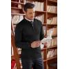 imageCOOFANDY Mens Quarter Zip Up Sweaters Slim Fit Lightweight Mock Neck Pullover Casual Polo SweatersBlack