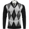 imageCOOFANDY Mens Quarter Zip Up Sweaters Slim Fit Lightweight Mock Neck Pullover Casual Polo SweatersBlack Argyle