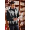 imageCOOFANDY Mens Quarter Zip Up Sweaters Slim Fit Lightweight Mock Neck Pullover Casual Polo SweatersBlack Argyle