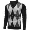 imageCOOFANDY Mens Quarter Zip Up Sweaters Slim Fit Lightweight Mock Neck Pullover Casual Polo SweatersBlack Argyle