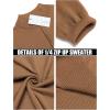 imageCOOFANDY Mens Quarter Zip Up Sweaters Slim Fit Lightweight Mock Neck Pullover Casual Polo SweatersBrown