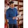 imageCOOFANDY Mens Quarter Zip Up Sweaters Slim Fit Lightweight Mock Neck Pullover Casual Polo SweatersDark Blue