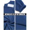 imageCOOFANDY Mens Quarter Zip Up Sweaters Slim Fit Lightweight Mock Neck Pullover Casual Polo SweatersDark Blue