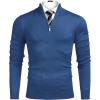 imageCOOFANDY Mens Quarter Zip Up Sweaters Slim Fit Lightweight Mock Neck Pullover Casual Polo SweatersDark Blue
