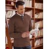 imageCOOFANDY Mens Quarter Zip Up Sweaters Slim Fit Lightweight Mock Neck Pullover Casual Polo SweatersDark Brown