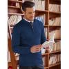 imageCOOFANDY Mens Quarter Zip Up Sweaters Slim Fit Lightweight Mock Neck Pullover Casual Polo SweatersDeep Blue