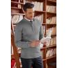 imageCOOFANDY Mens Quarter Zip Up Sweaters Slim Fit Lightweight Mock Neck Pullover Casual Polo SweatersGrey