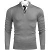 imageCOOFANDY Mens Quarter Zip Up Sweaters Slim Fit Lightweight Mock Neck Pullover Casual Polo SweatersGrey