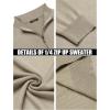 imageCOOFANDY Mens Quarter Zip Up Sweaters Slim Fit Lightweight Mock Neck Pullover Casual Polo SweatersKhaki