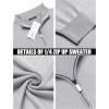 imageCOOFANDY Mens Quarter Zip Up Sweaters Slim Fit Lightweight Mock Neck Pullover Casual Polo SweatersLight Grey