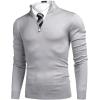 imageCOOFANDY Mens Quarter Zip Up Sweaters Slim Fit Lightweight Mock Neck Pullover Casual Polo SweatersLight Grey