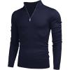 imageCOOFANDY Mens Quarter Zip Up Sweaters Slim Fit Lightweight Mock Neck Pullover Casual Polo SweatersNavy Blue
