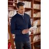 imageCOOFANDY Mens Quarter Zip Up Sweaters Slim Fit Lightweight Mock Neck Pullover Casual Polo SweatersNavy Blue
