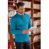 imageCOOFANDY Mens Quarter Zip Up Sweaters Slim Fit Lightweight Mock Neck Pullover Casual Polo SweatersPeacock Blue