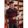 imageCOOFANDY Mens Quarter Zip Up Sweaters Slim Fit Lightweight Mock Neck Pullover Casual Polo SweatersRed  Black Stripe