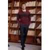 imageCOOFANDY Mens Quarter Zip Up Sweaters Slim Fit Lightweight Mock Neck Pullover Casual Polo SweatersRed  Black Stripe