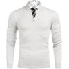 imageCOOFANDY Mens Quarter Zip Up Sweaters Slim Fit Lightweight Mock Neck Pullover Casual Polo SweatersWhite