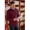 imageCOOFANDY Mens Quarter Zip Up Sweaters Slim Fit Lightweight Mock Neck Pullover Casual Polo SweatersWine Red