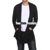 imageCOOFANDY Mens Ruffle Shawl Collar Cardigan Open Front Lightweight Long Length Drape Cape Overcoat with PocketsBlack