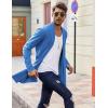 imageCOOFANDY Mens Ruffle Shawl Collar Cardigan Open Front Lightweight Long Length Drape Cape Overcoat with PocketsBlue