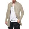 imageCOOFANDY Mens Ruffle Shawl Collar Cardigan Open Front Lightweight Long Length Drape Cape Overcoat with PocketsKhaki