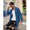 imageCOOFANDY Mens Ruffle Shawl Collar Cardigan Open Front Lightweight Long Length Drape Cape Overcoat with PocketsNavy Blue