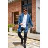 imageCOOFANDY Mens Ruffle Shawl Collar Cardigan Open Front Lightweight Long Length Drape Cape Overcoat with PocketsNavy Blue