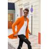 imageCOOFANDY Mens Ruffle Shawl Collar Cardigan Open Front Lightweight Long Length Drape Cape Overcoat with PocketsOrange