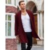 imageCOOFANDY Mens Ruffle Shawl Collar Cardigan Open Front Lightweight Long Length Drape Cape Overcoat with PocketsWine Red