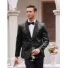 imageCOOFANDY Mens Sequin Blazer Sparkly Glitter Jacket Shiny Floral Suit Jacket Stylish Party Wedding Banquet Prom TuxedoBlack