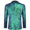 imageCOOFANDY Mens Sequin Blazer Sparkly Glitter Jacket Shiny Floral Suit Jacket Stylish Party Wedding Banquet Prom TuxedoGreen