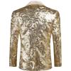 imageCOOFANDY Mens Sequin Blazer Sparkly Glitter Jacket Shiny Floral Suit Jacket Stylish Party Wedding Banquet Prom TuxedoLight Gold
