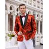 imageCOOFANDY Mens Sequin Blazer Sparkly Glitter Jacket Shiny Floral Suit Jacket Stylish Party Wedding Banquet Prom TuxedoRed  Black Lapel